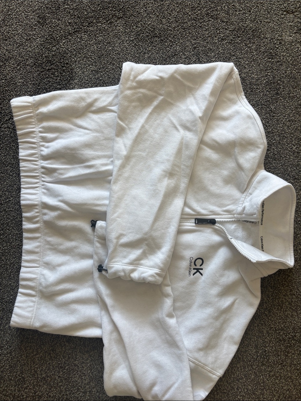 Calvin Klein White CK Half-Zip Pullover Cropped Sweatshirt